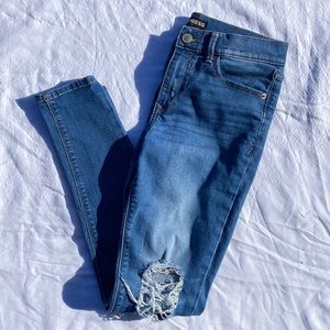 Express distressed denim skinny jeans